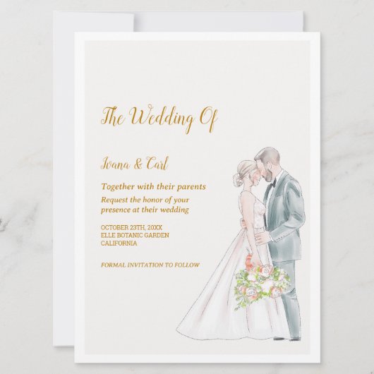 GRACE Simple Couple Wedding Einladung (Vorderseite)