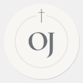 Grace Stone Monogramm Kreuz Runder Aufkleber (Vorderseite)