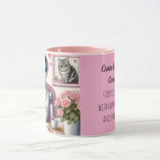 Grace the Robot - Sparkle und Syntax an ihrem Schr Tasse (Zentrum)