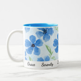 Grace & Tranquility - Blue Floral Inspiration Tass Zweifarbige Tasse