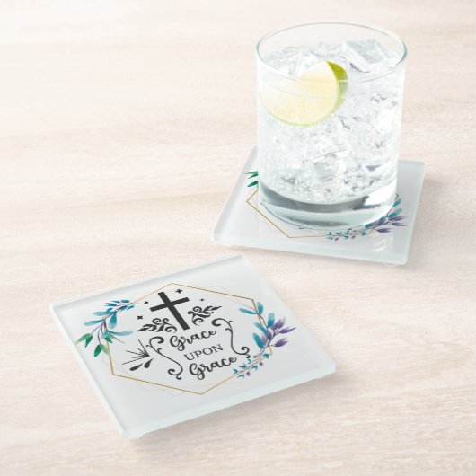 Grace upon Grace Glasuntersetzer (Schrägansicht)