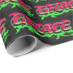 Grace Vorname Name Graffiti red green Geschenkpapier