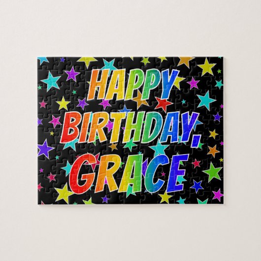 "GRACE" Vorname, Spaß "GLÜCKLICHER GEBURTSTAG" Puzzle (Horizontal)