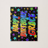 "GRACE" Vorname, Spaß "GLÜCKLICHER GEBURTSTAG" Puzzle (Vertikal)