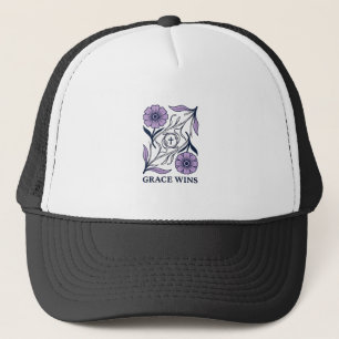 Grace Wins Floral Christian Vintage Engraving T-Sh Truckerkappe