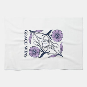 Grace Wins Floral Christliches Vintage Gravur Shir Geschirrtuch