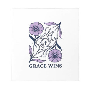 Grace Wins Floral Christliches Vintage Gravur Shir Notizblock