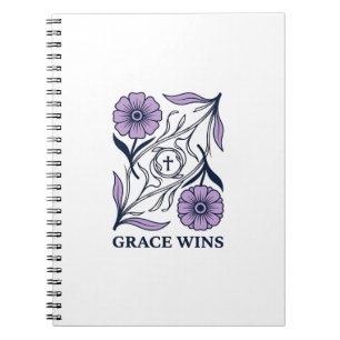 Grace Wins Florale Christliche Vintage Gravur Tee_ Notizblock