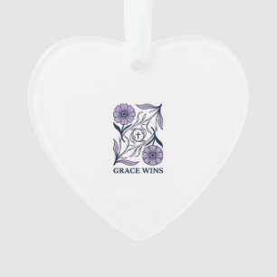 Grace Wins Florale Christliche Vintage Gravur Tee_ Ornament