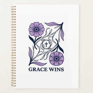 Grace Wins Florale Christliche Vintage Gravur Tee_ Planer