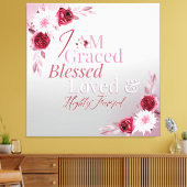 Graced Loved Favoved Pink Floral Art Leinwanddruck (Insitu (Wohnzimmer))