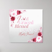 Graced Loved Favoved Pink Floral Art Leinwanddruck (Vorderseite)