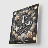 Graceful 1. Anniversary Paper Wrapper Quadratische Wanduhr (Winkel)