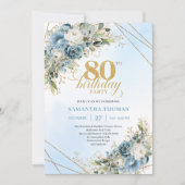 Graceful 80th Birthday Invite Bohemian Flowers Einladung (Vorderseite)