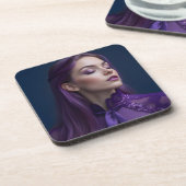 Graceful Amethyst Elegante: Ein gotisches Portrait Getränkeuntersetzer (Linke Seite)