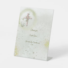 Graceful and funkelnd cross-baptisse podestal zeic sockelschild