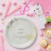 Graceful and funkelnd Cross-Taufen Papier Teller (Party)