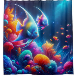 "Graceful Angelfish Coral Reef Art" Duschvorhang