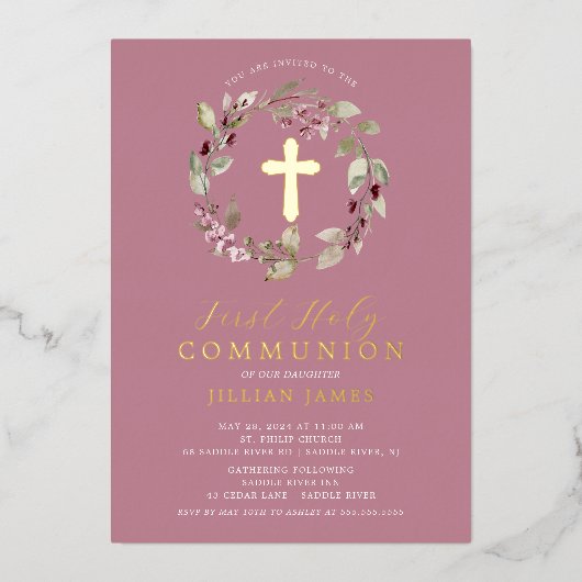 Graceful Ansammlung Erste Kommune Einladung (Vorderseite)