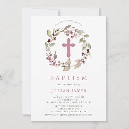 Graceful Ansammlung Taufen Einladung (Vorderseite)