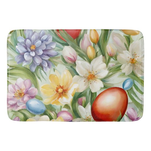 Graceful Apple Blossom, Tulips und Ostereier Badematte (Vorderseite)