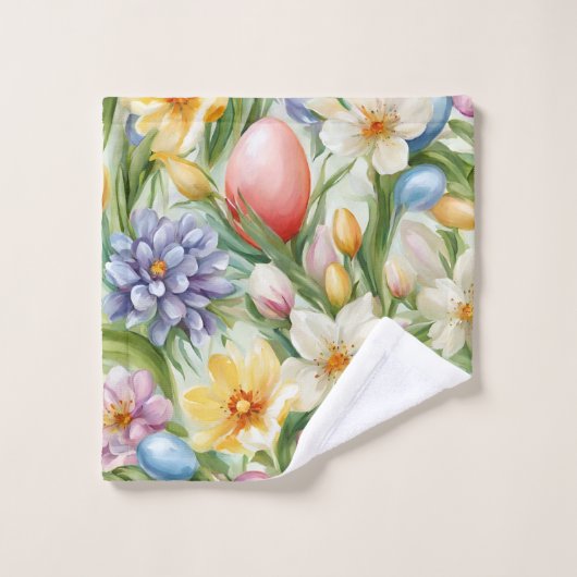 Graceful Apple Blossom, Tulips und Ostereier Badhandtuch Set (Waschlappen)
