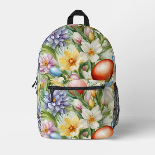 Graceful Apple Blossom, Tulips und Ostereier Bedruckter Rucksack (Vorderseite)