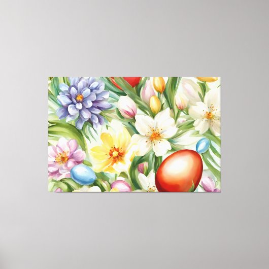 Graceful Apple Blossom, Tulips und Ostereier Leinwanddruck (Vorderseite)