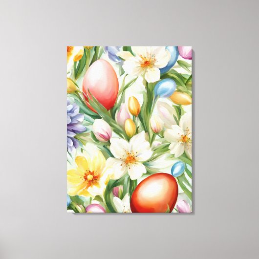 Graceful Apple Blossom, Tulips und Ostereier Leinwanddruck (Vorderseite)