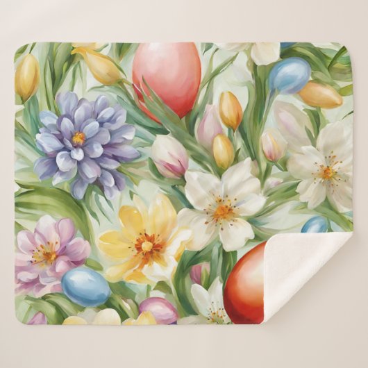 Graceful Apple Blossom, Tulips und Ostereier Sherpadecke (Vorderseite (Horizontal))