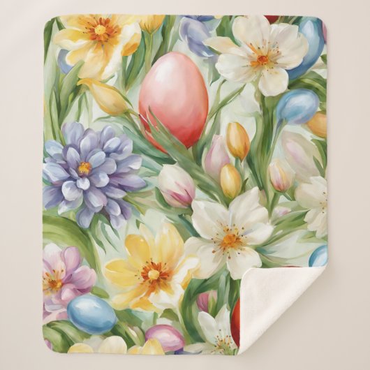 Graceful Apple Blossom, Tulips und Ostereier Sherpadecke (Vorderseite)