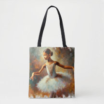 Graceful Ascent: Young Black Ballerina Tote Bag
