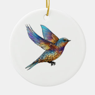 "Graceful Aviator" mehrfarbiger Swift Bird Keramik Ornament