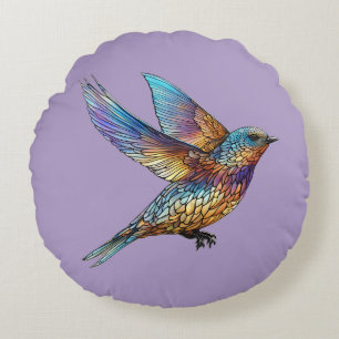 "Graceful Aviator" mehrfarbiger Swift Bird Rundes Kissen