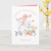 Graceful Ballerina Florals Name Happy Birthday Karte (Gelbe Blume)