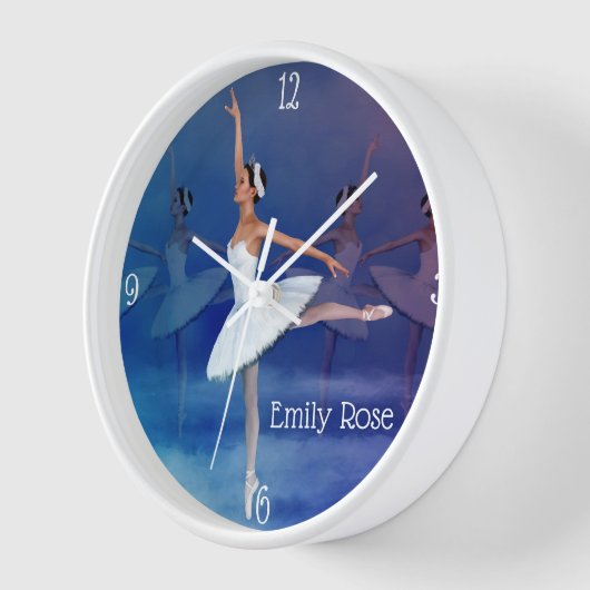 Graceful Ballerina in White Tutu und Ribbon Schuhe Uhr (Winkel)