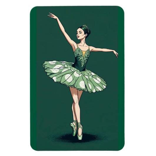 Graceful Ballerina Puzzle - Elegant Dancer on Gree Magnet (Vertikal)
