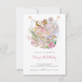 Graceful Ballet Dancer Girl 4. Geburtstag Party Einladung (Vorderseite)