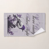 Graceful Bird & Lila Blätter | Naturpalette Badhandtuch Set (Handtuch)