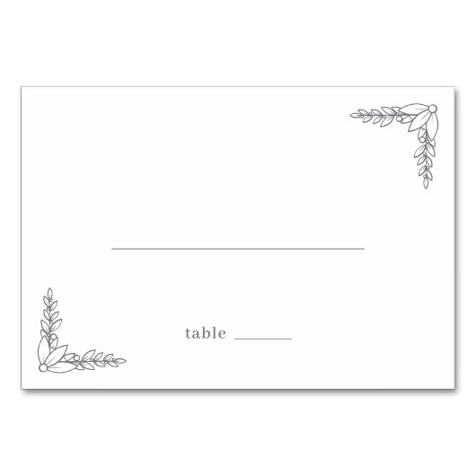 Graceful Black Line Art Florals Tischnummer (Vorderseite)