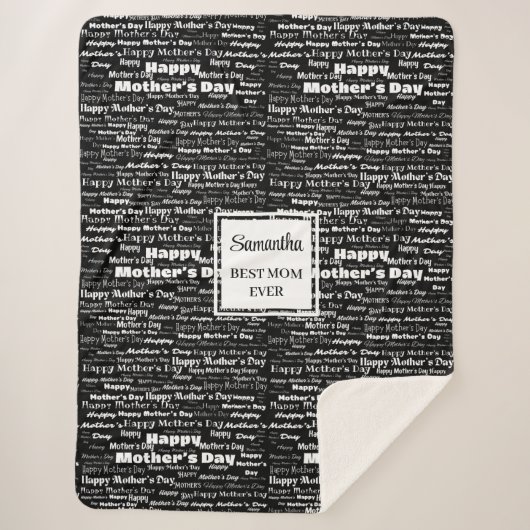 Graceful Black Script Mother’s Day Personalized Sherpadecke (Vorderseite)