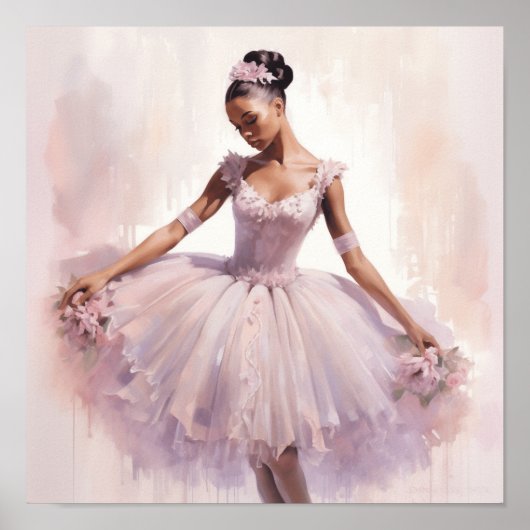 Graceful Black Sugar Plum Fairy in Pink Tutu Poster (Vorne)