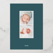 Graceful Blätter | Geburtsankündigung von Foil Folieneinladung (Rückseite)