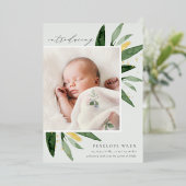 Graceful Blätter | Gold Foil Birth Ankündigung (Stehend vorne)