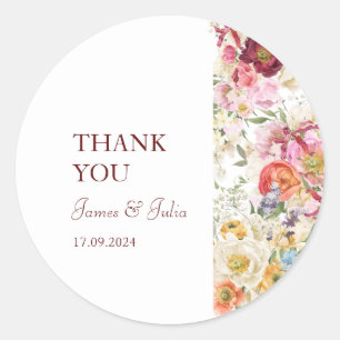 GRACEFUL Blooms Hochzeit Runder Aufkleber