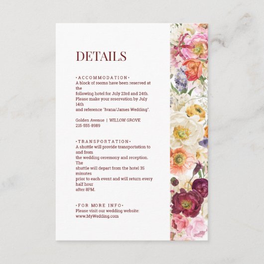 GRACEFUL Blooms Wedding Enclosure Card 002 Begleitkarte (Vorderseite)