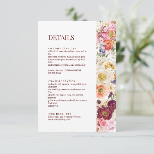 GRACEFUL Blooms Wedding Enclosure Card 002 Begleitkarte (Stehend Vorderseite)