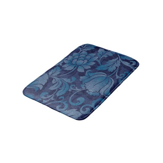 Graceful Blue Floral Bath Badematte (Schrägansicht)