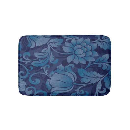 Graceful Blue Floral Bath Badematte (Vorderseite)