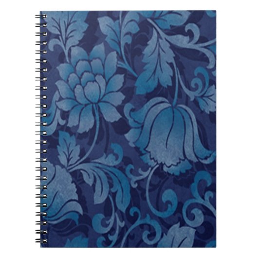 Graceful Blue Floral Spiral Notebook Notizblock (Vorderseite)